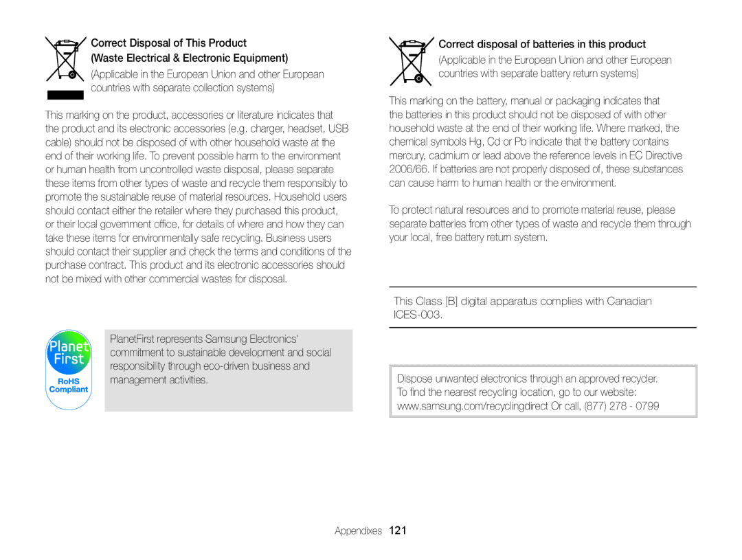 Samsung PL121, PL120 user manual Correct Disposal of This Product 