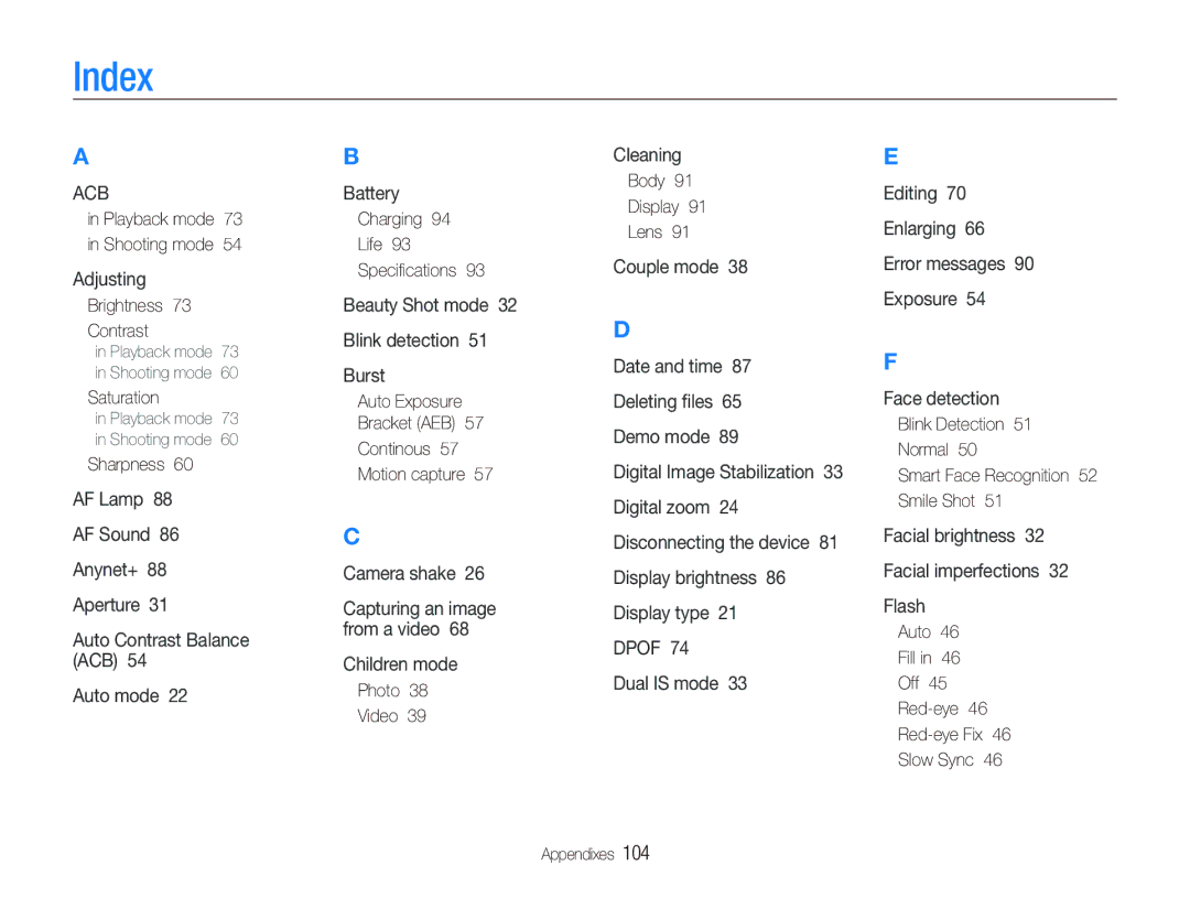 Samsung PL151, PL150 user manual Index 