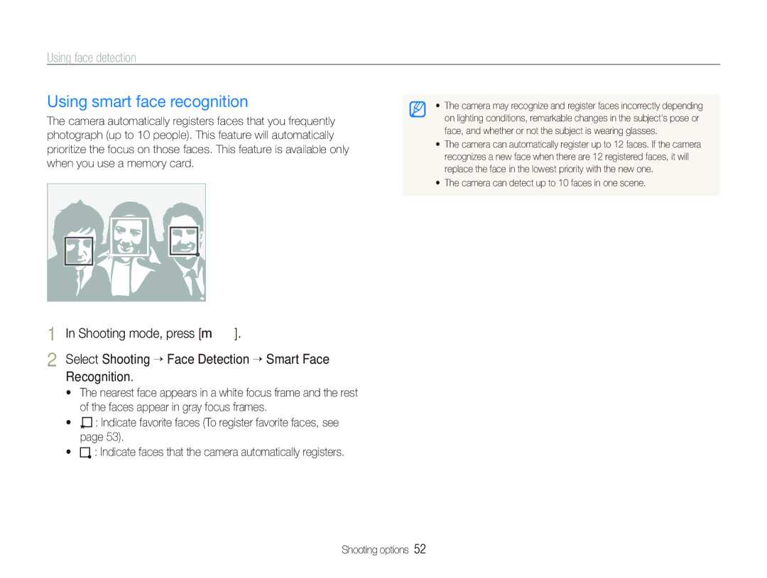 Samsung PL151, PL150 user manual Using smart face recognition 