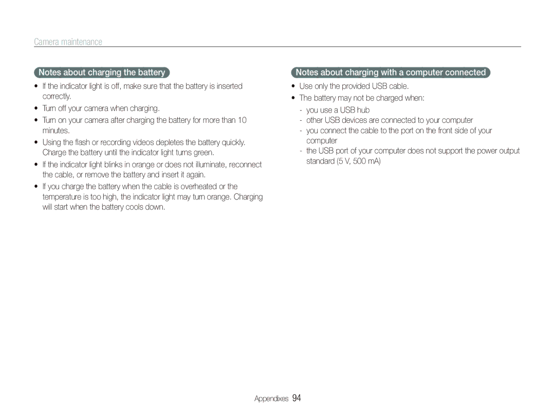 Samsung PL151, PL150 user manual Camera maintenance 