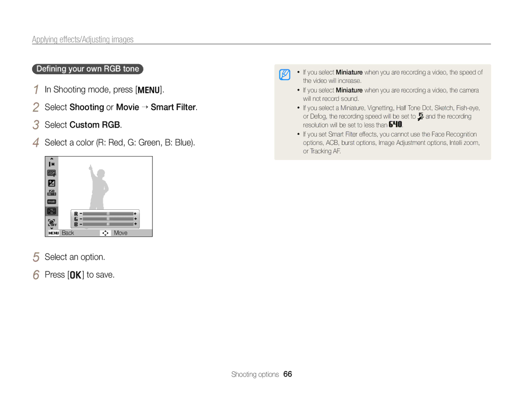 Samsung PL171, PL170 user manual Deﬁning your own RGB tone, Select an option 