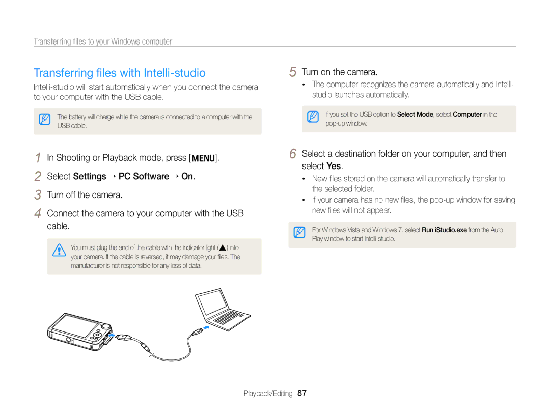 Samsung PL170, PL171 user manual Transferring ﬁles with Intelli-studio, Transferring ﬁles to your Windows computer 