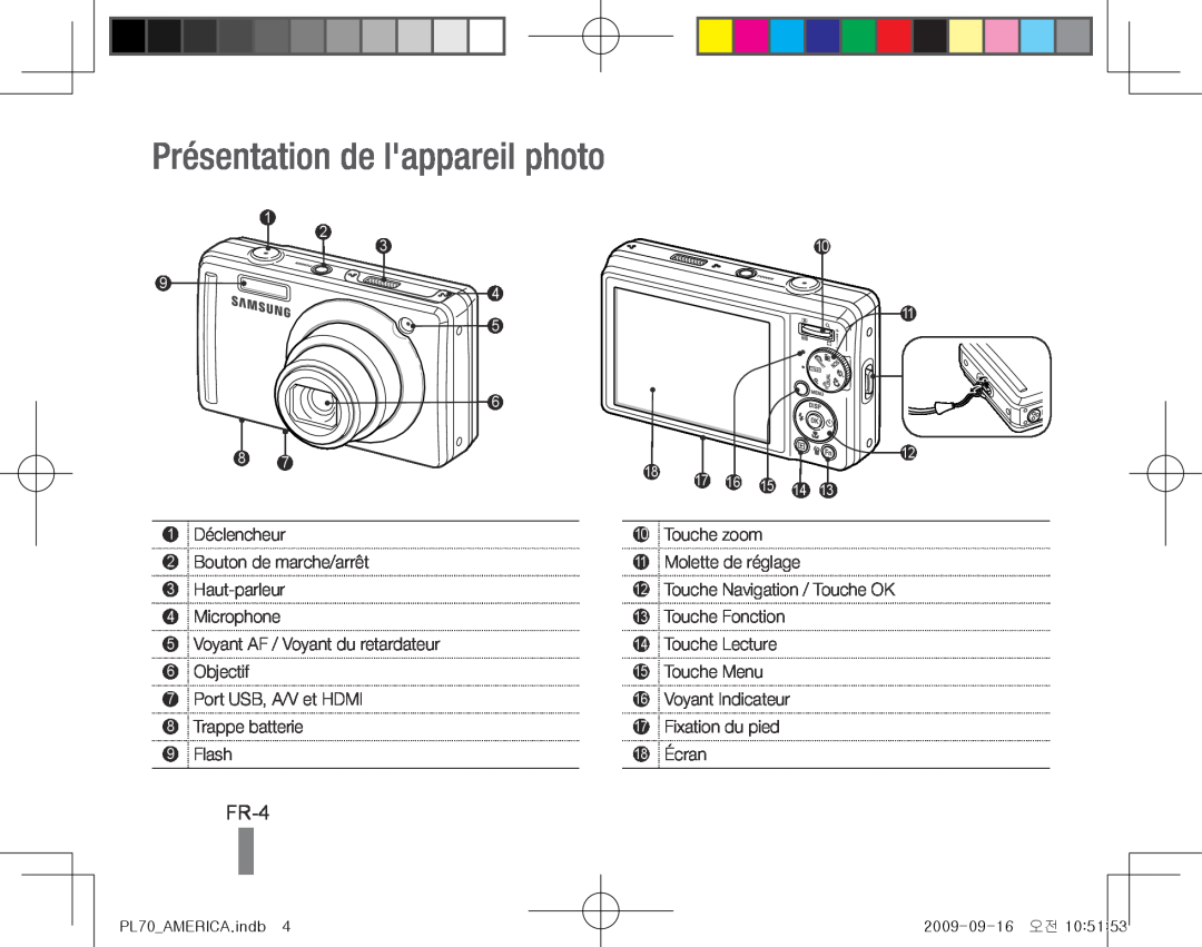 Samsung PL70 quick start manual FR-4, Présentation de lappareil photo 