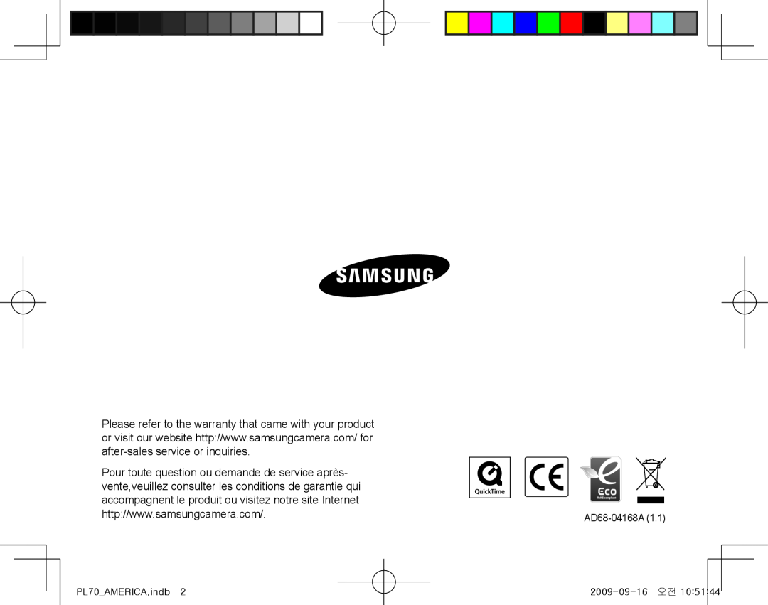 Samsung PL70 Pour toute question ou demande de service après, vente,veuillez consulter les conditions de garantie qui 