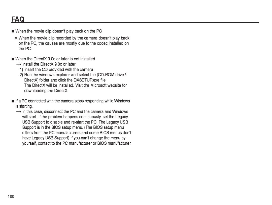 Samsung PL81, PL80 manual When the movie clip doesn’t play back on the PC 