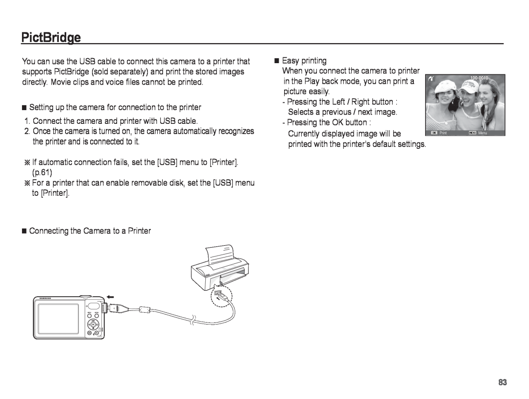 Samsung PL80, PL81 manual PictBridge 