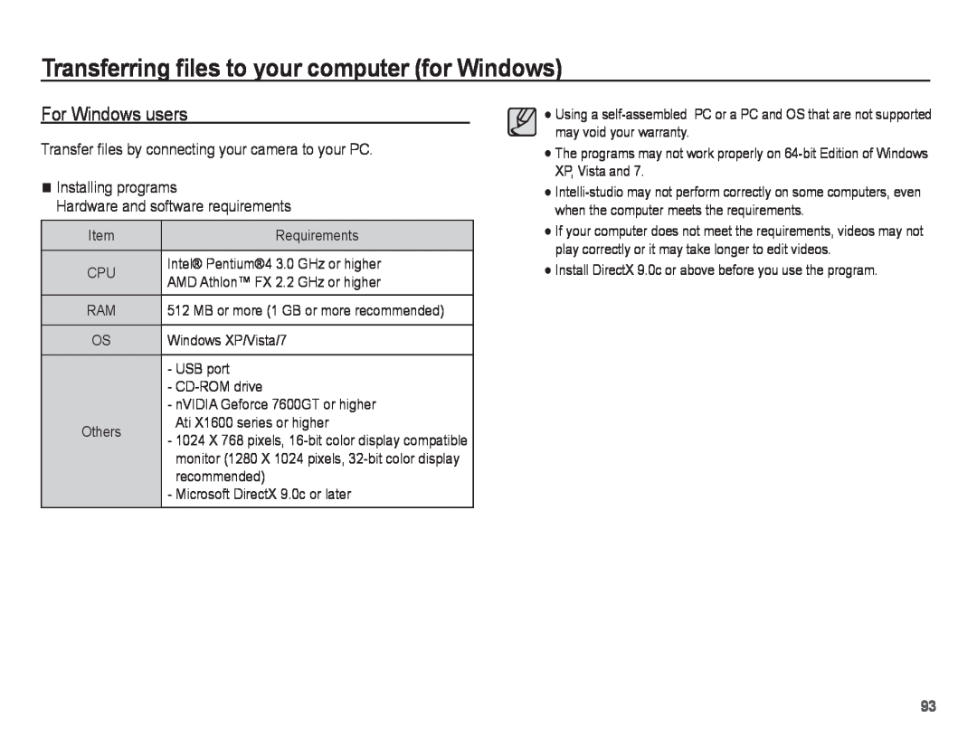 Samsung PL80, PL81 manual Transferring files to your computer for Windows, For Windows users 