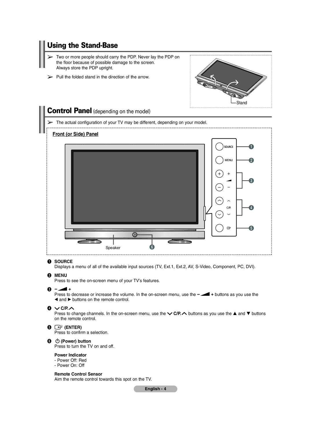 Samsung PLASMA DISPLAY manual Using the Stand-Base 