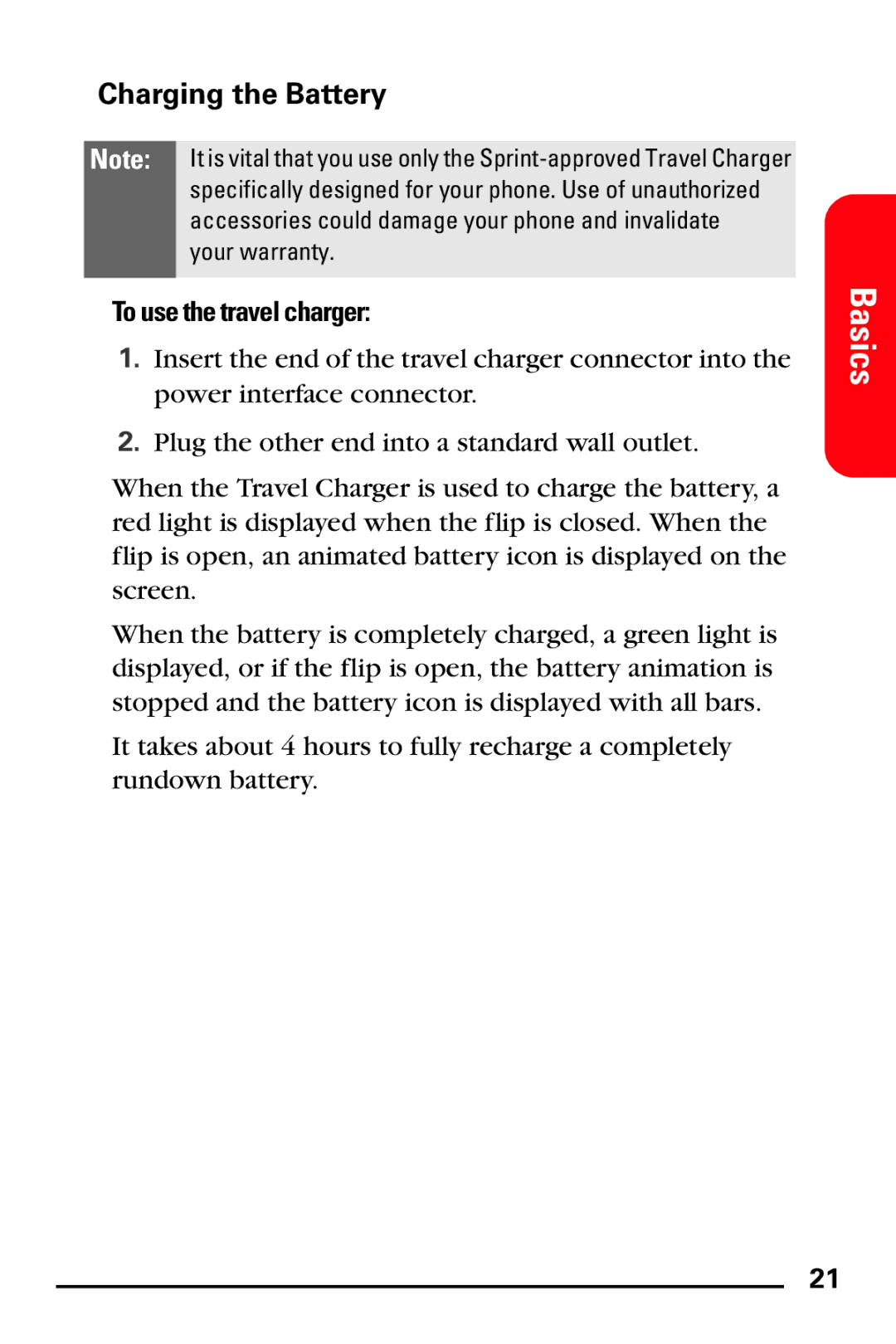 Samsung PM-A740 manual Charging the Battery, To use the travel charger 