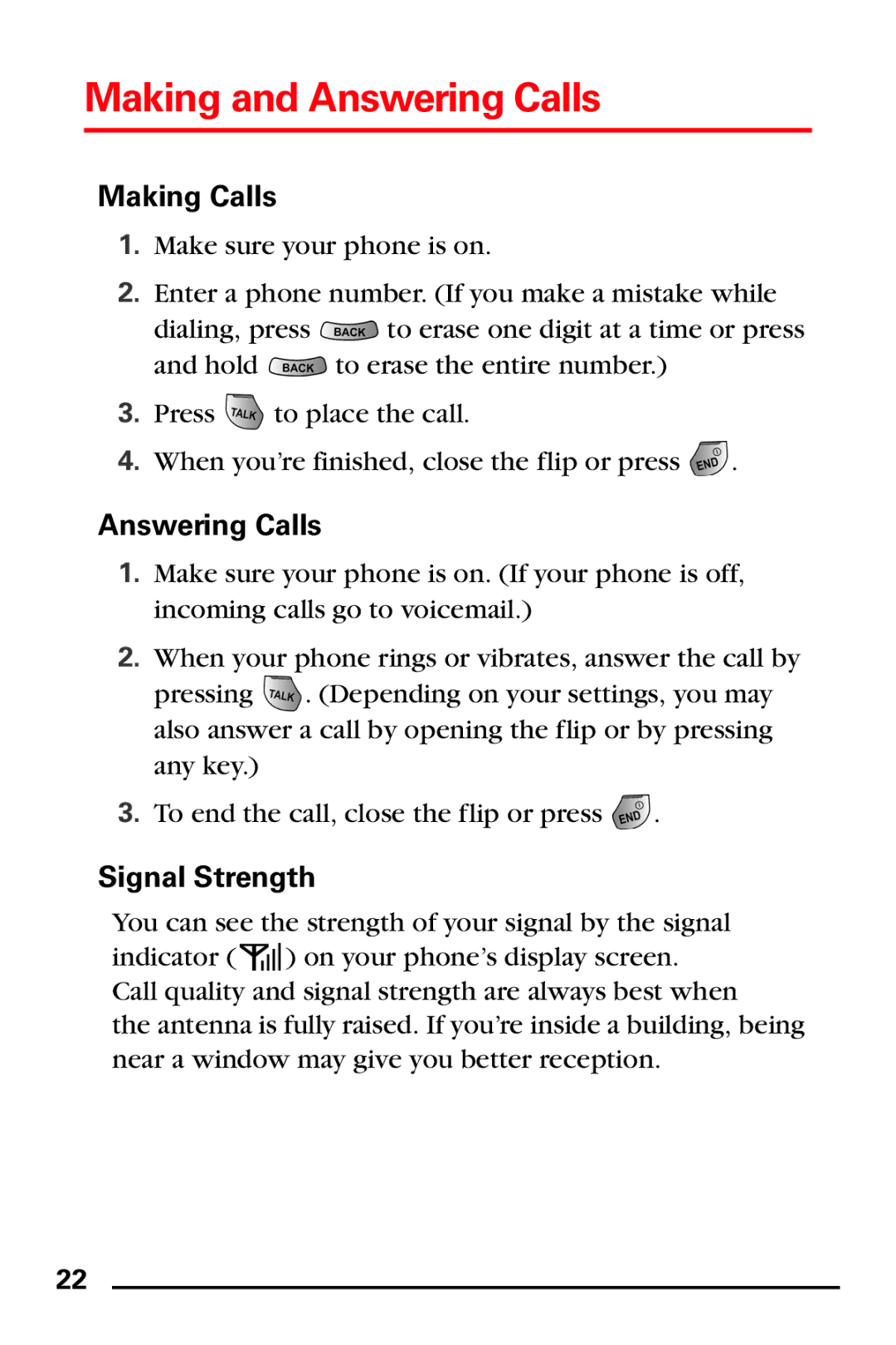 Samsung PM-A740 manual Making and Answering Calls, Making Calls, Signal Strength 