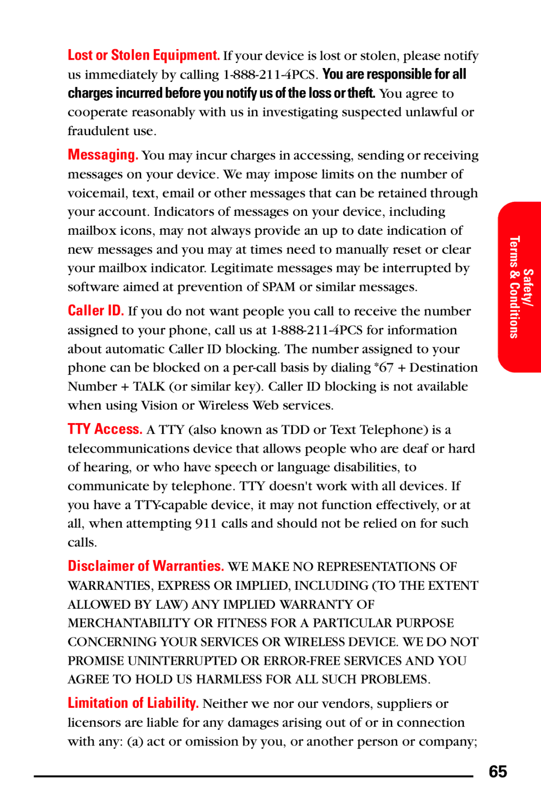 Samsung PM-A740 manual Safety/ Terms & Conditions 