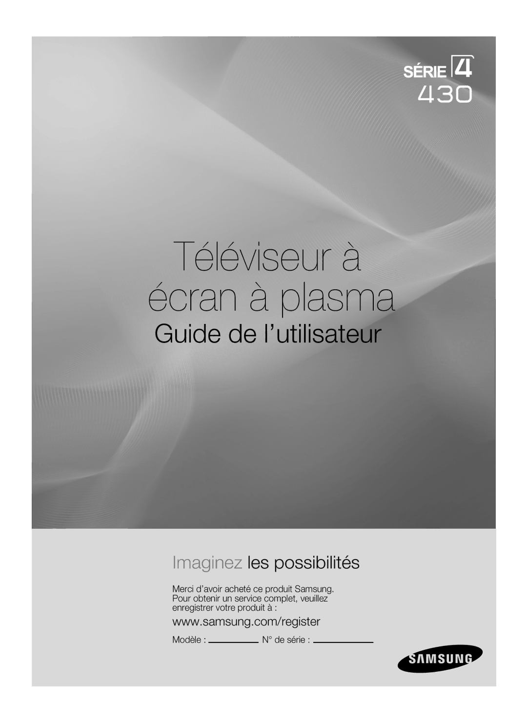 Samsung PN42B430, PN50B40PD user manual Téléviseur à écran à plasma 