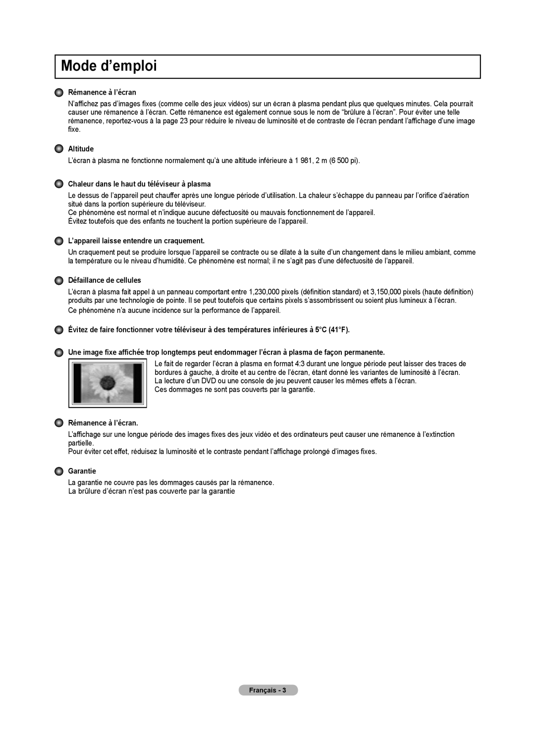 Samsung PN42B430, PN50B40PD user manual Mode d’emploi 