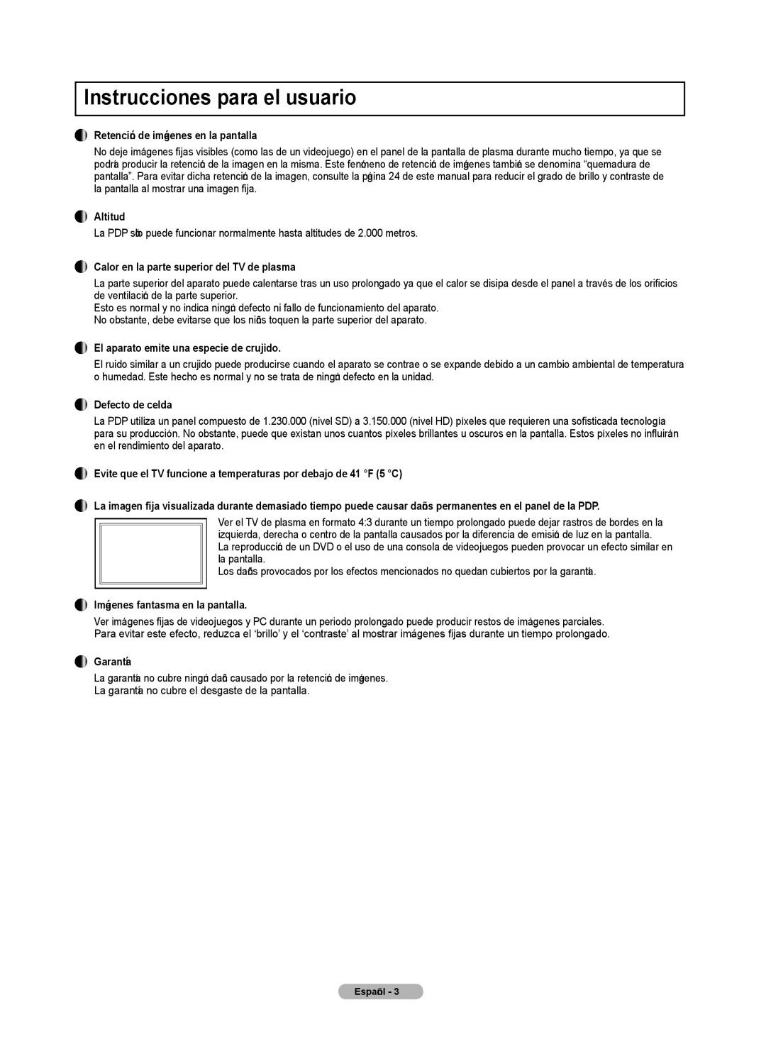 Samsung PN4B40PD user manual Instrucciones para el usuario 