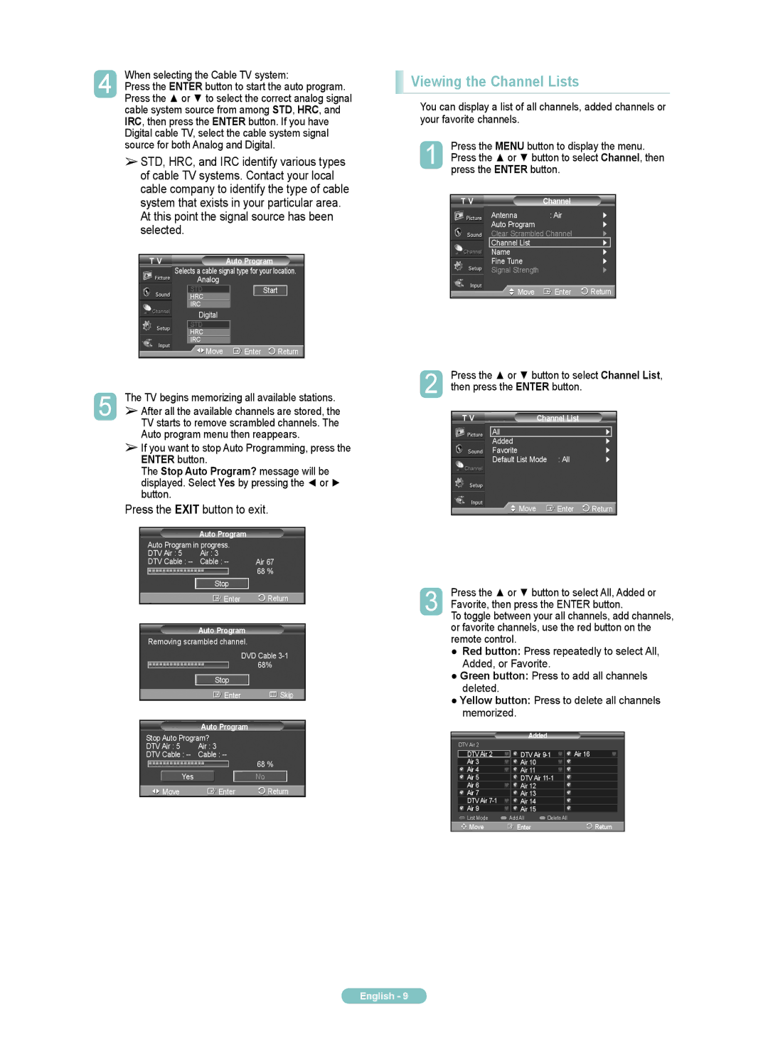 Samsung PN50A460S4D manual Viewing the Channel Lists 