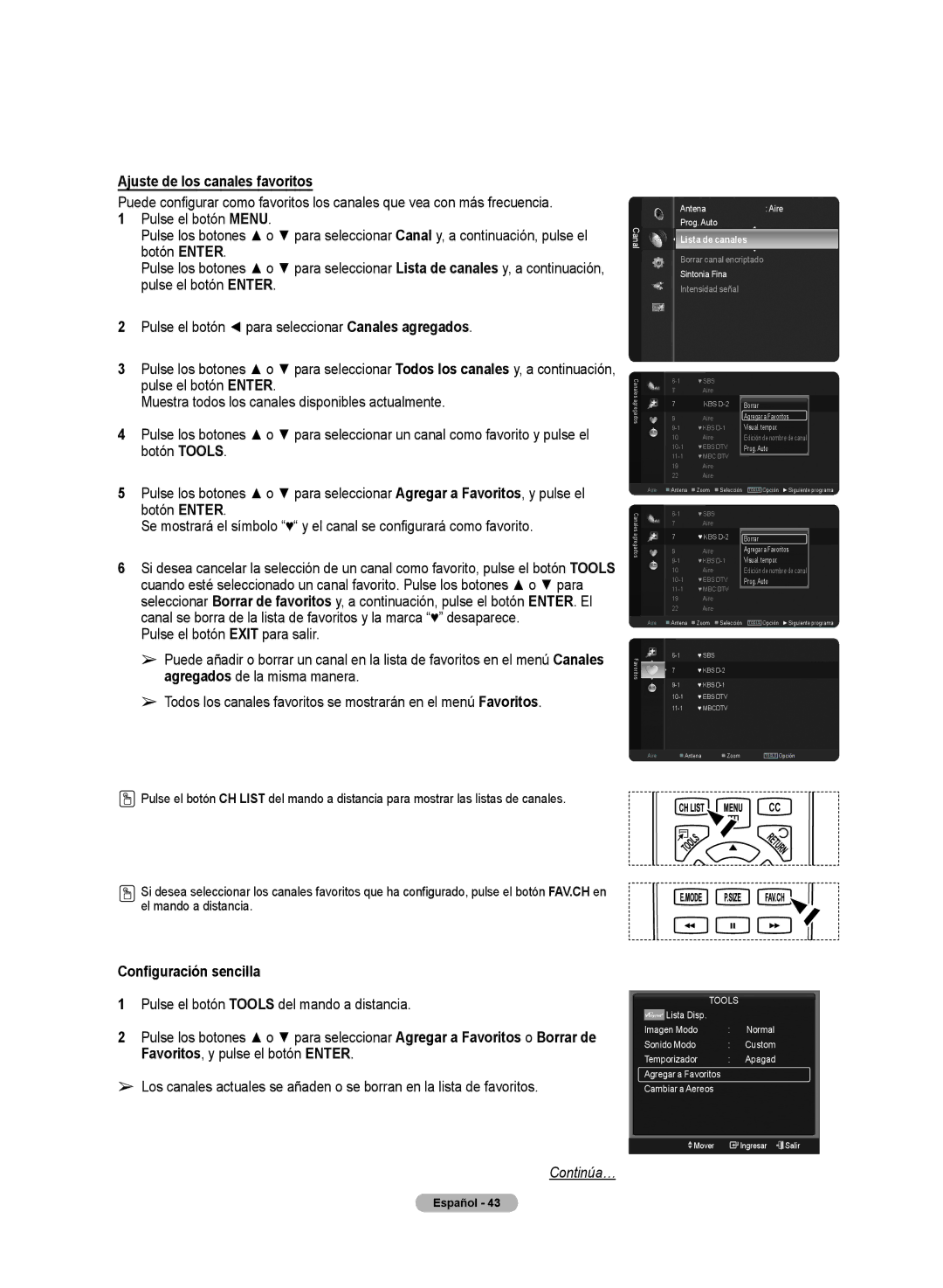 Samsung PN50A50SF user manual Ajuste de los canales favoritos, KBS D-2 