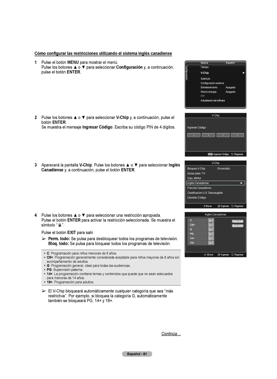 Samsung PN50A50SF user manual Perm. todo Bloq. todo 