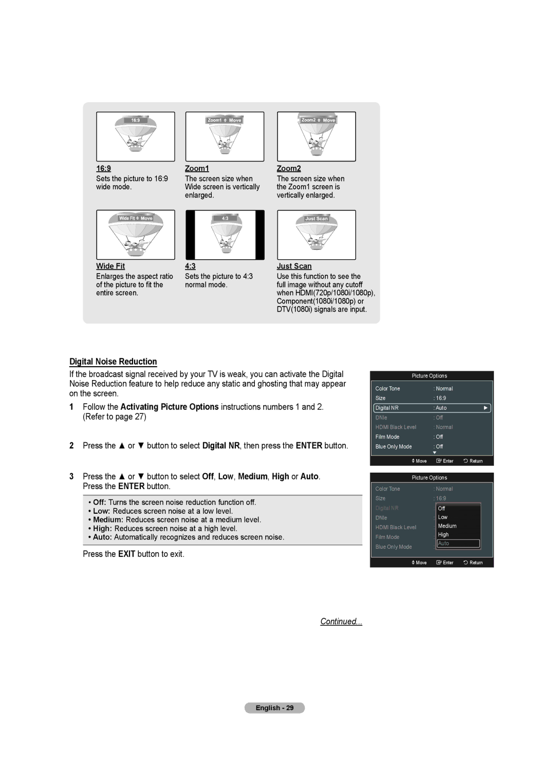 Samsung PN50A50SF user manual Digital Noise Reduction 