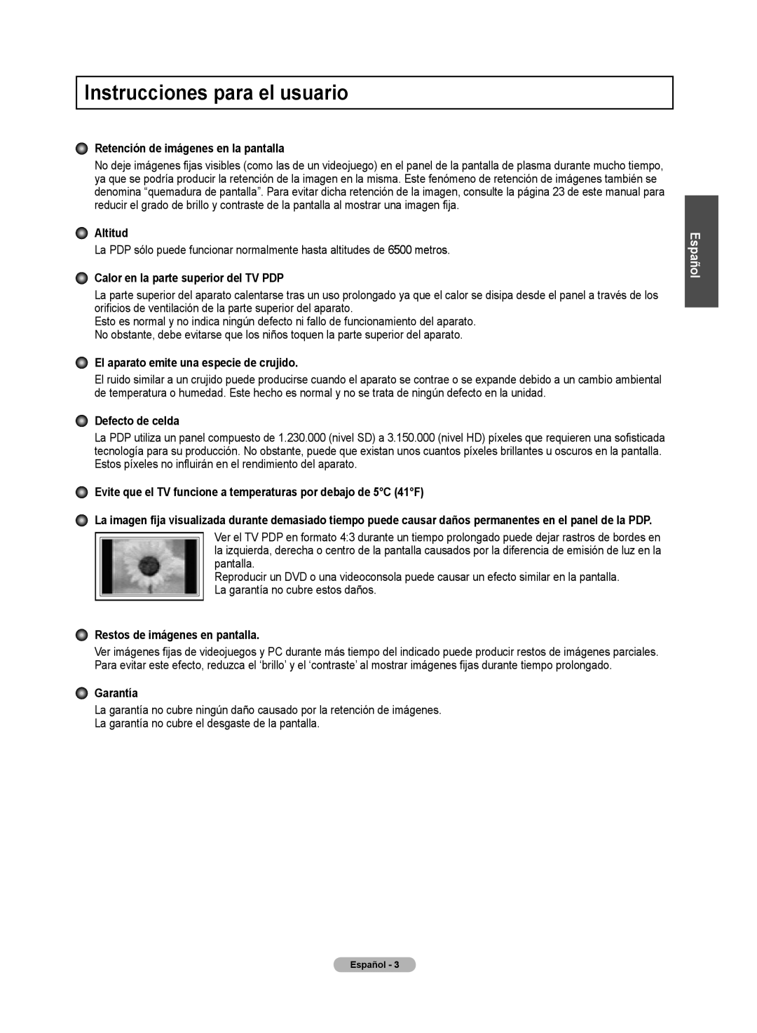 Samsung PN50A50SF user manual Instrucciones para el usuario 