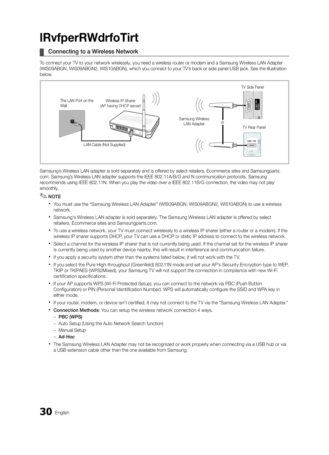 Samsung PN50C550, PN50C590, PN58C540, PN58C550, PN58C590 user manual Connecting to a Wireless Network 