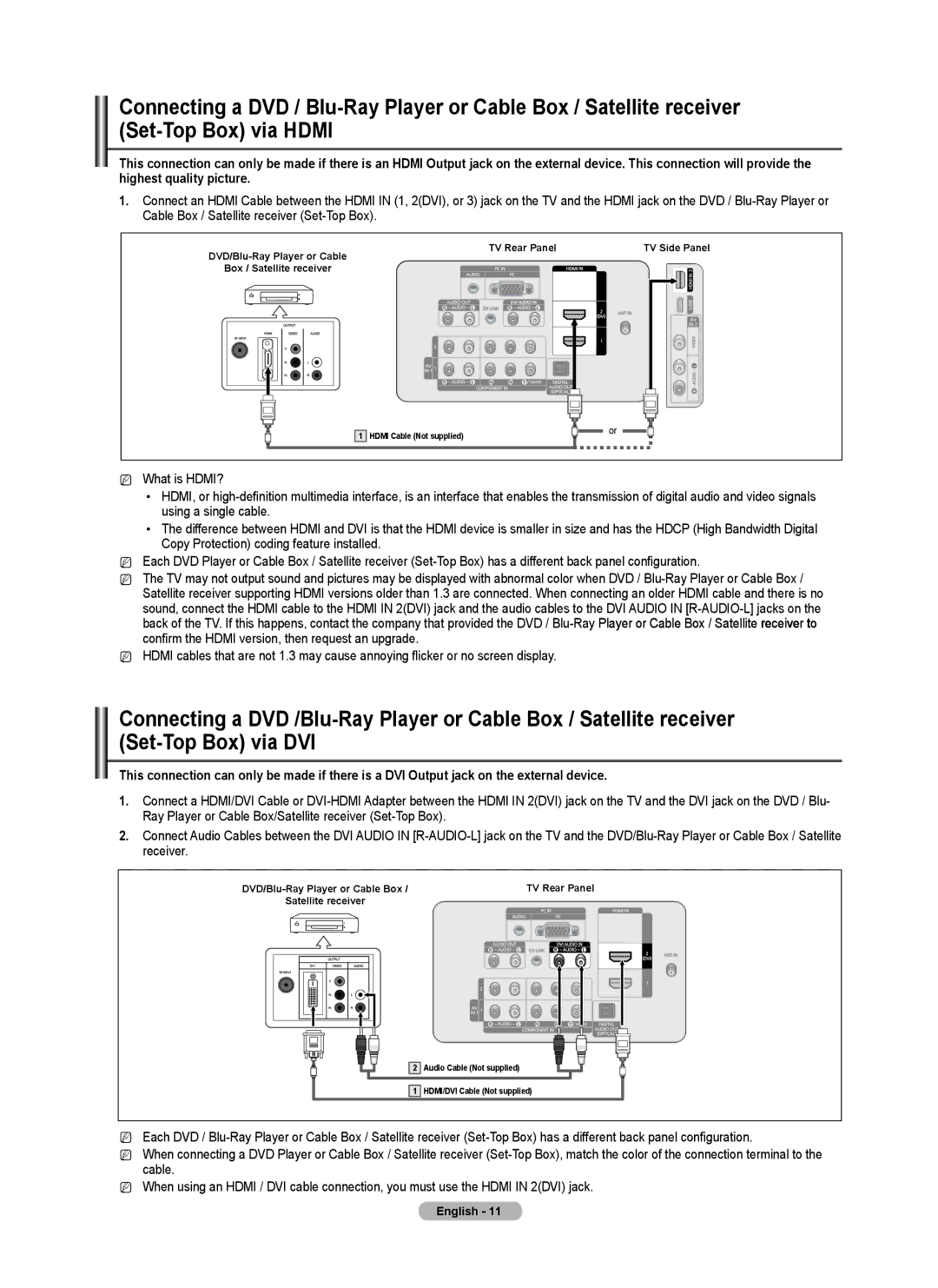 Samsung PN5B540SF user manual Hdmi Cable Not supplied 