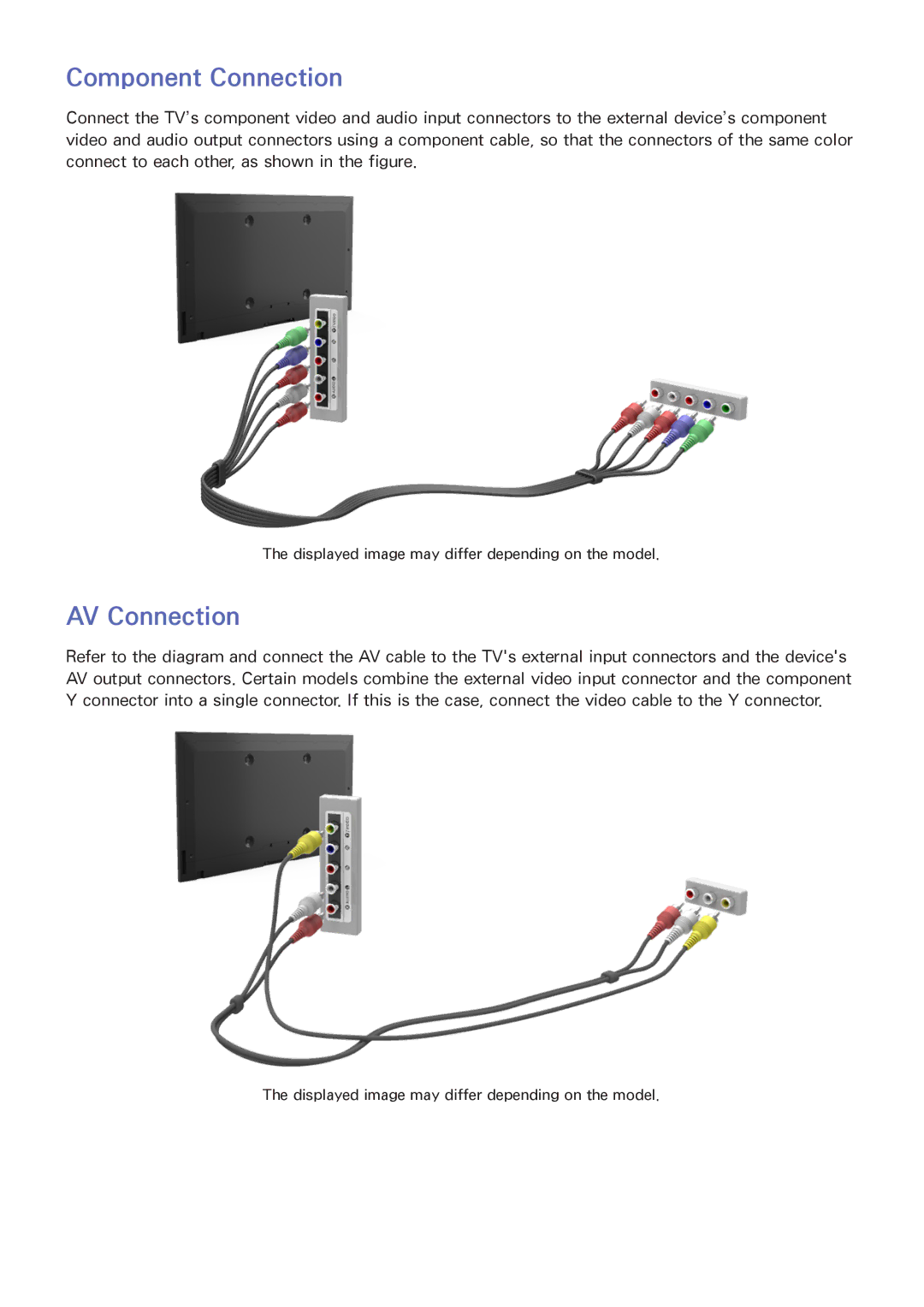 Samsung PN60F5500, PN64F5500, PN51F5500 manual Component Connection, AV Connection 