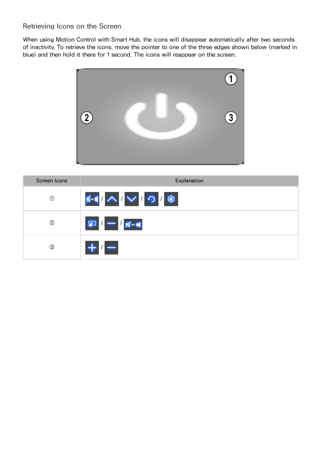 Samsung PN60F5500, PN64F5500, PN51F5500 manual Retrieving Icons on the Screen 