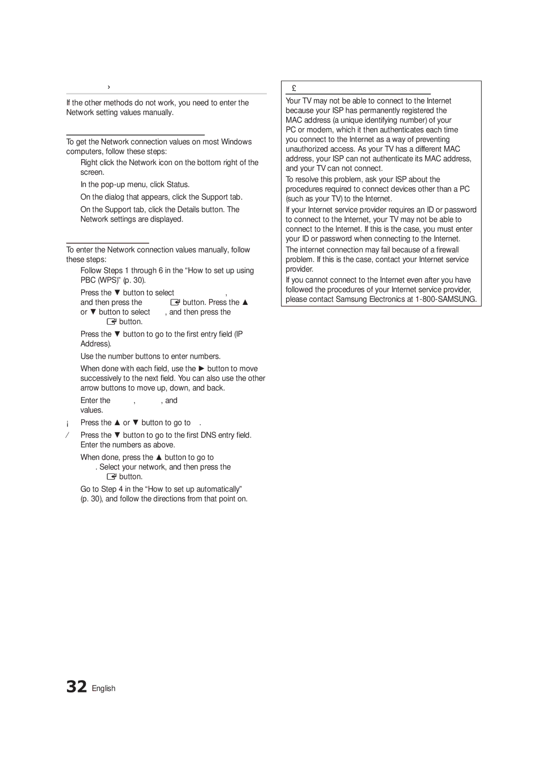 Samsung PN63C590, PN63C550, PN63C540 user manual Network Setup Manual 