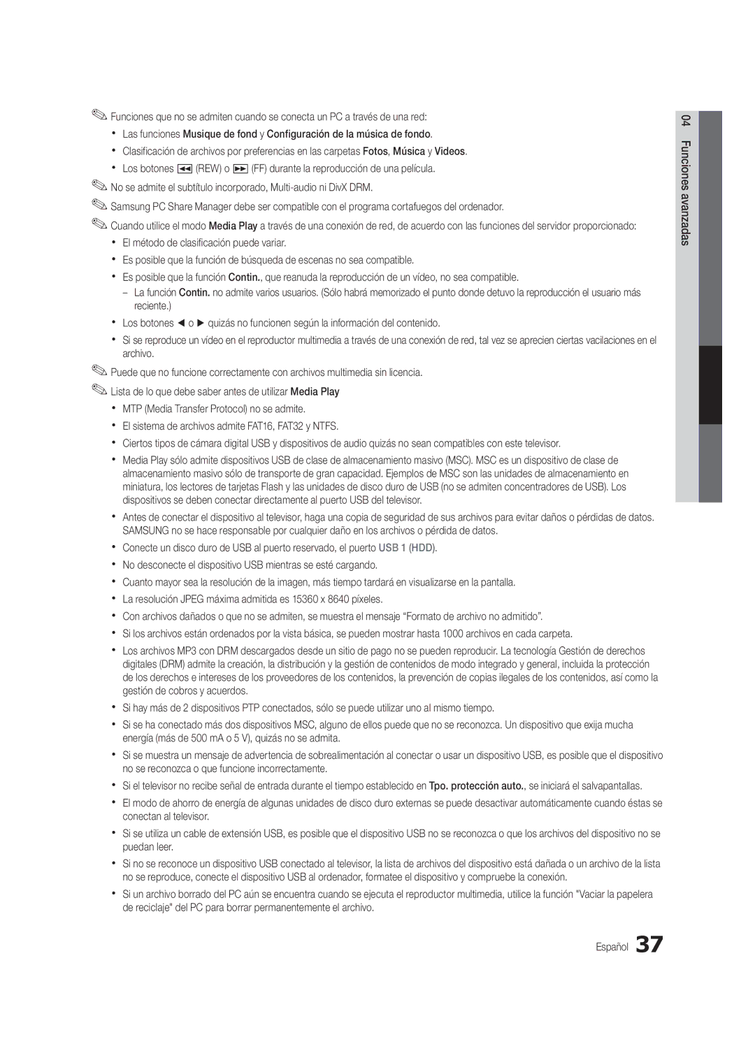 Samsung PN58C7000, PN63C7000, PN50C7000 user manual Funciones avanzadas 