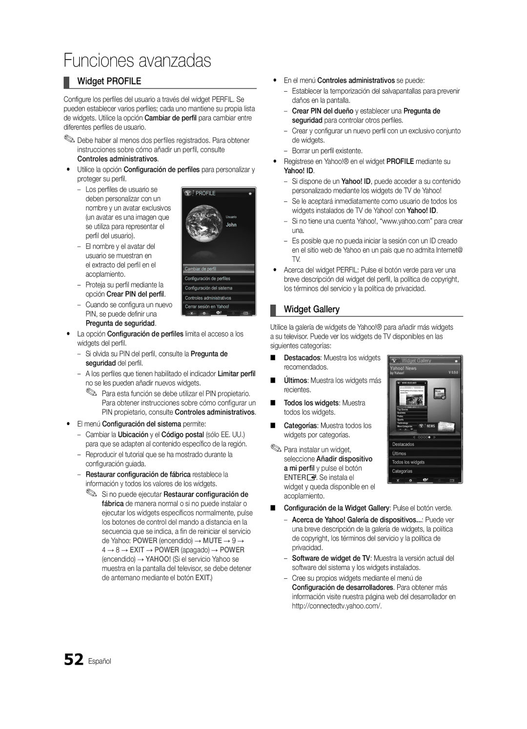 Samsung PN58C7000, PN63C7000, PN50C7000 user manual Widget Profile 