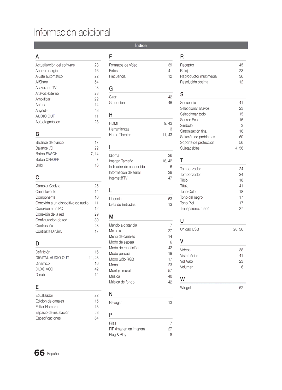 Samsung PN63C7000, PN58C7000, PN50C7000 user manual Índice 