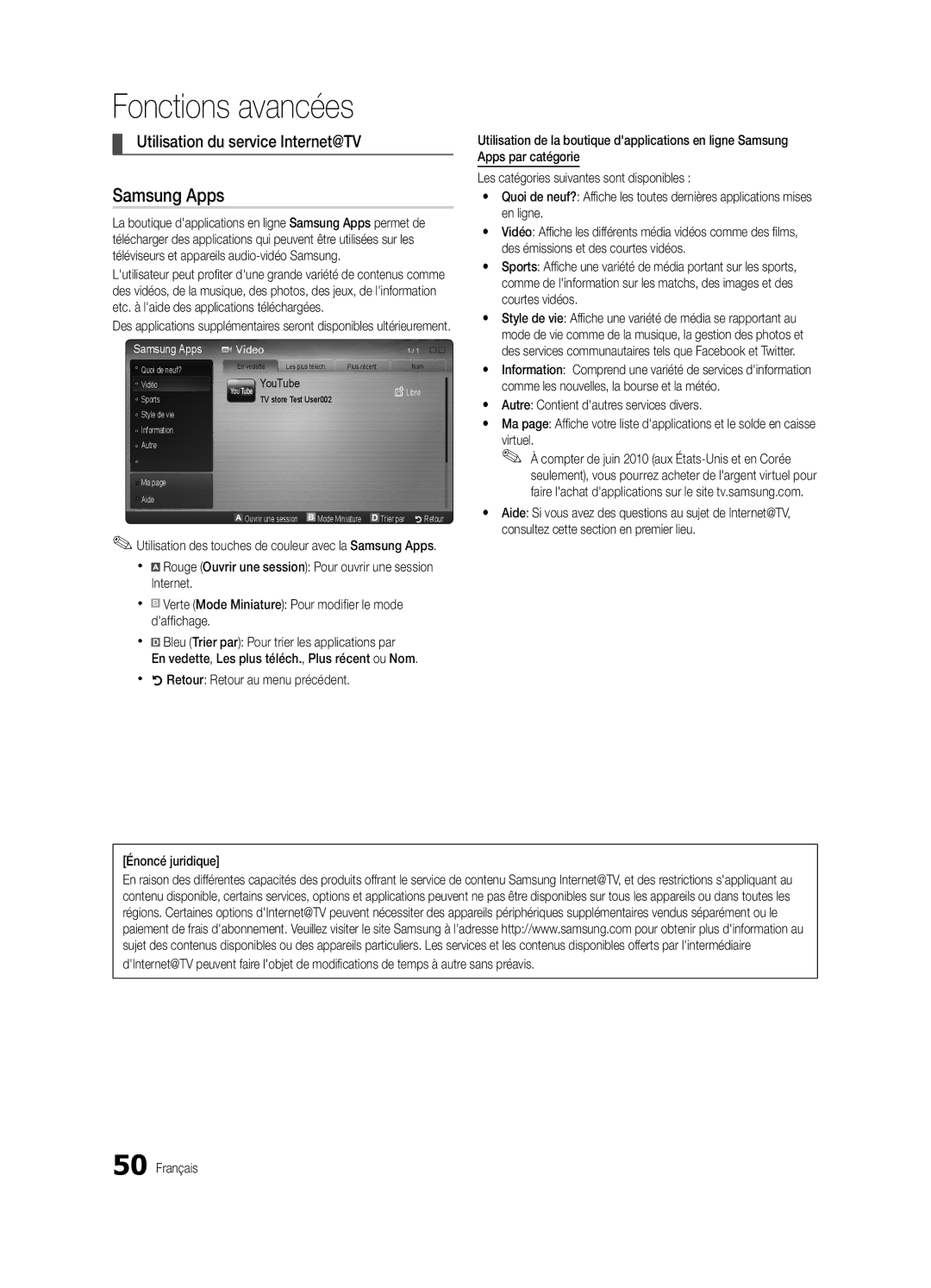 Samsung PN50C7000, PN63C7000 Utilisation du service Internet@TV, Des services communautaires tels que Facebook et Twitter 