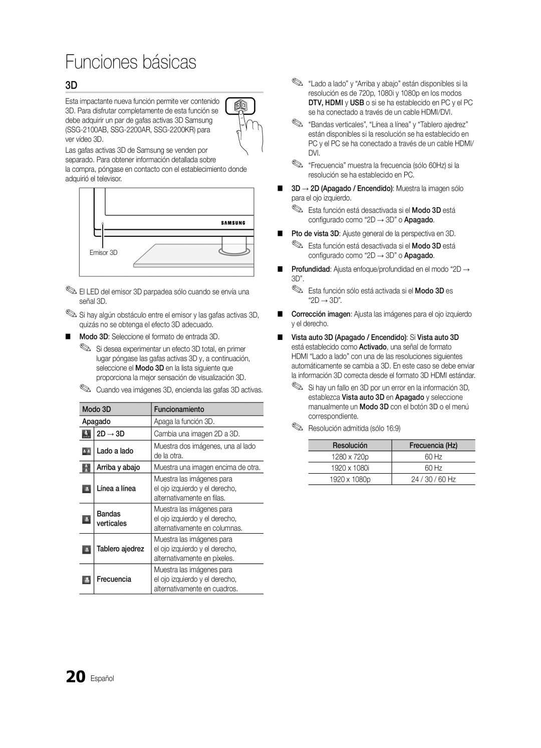 Samsung PN50C7000, PN63C7000 Esta impactante nueva función permite ver contenido, Ver vídeo 3D, De la otra, Arriba y abajo 