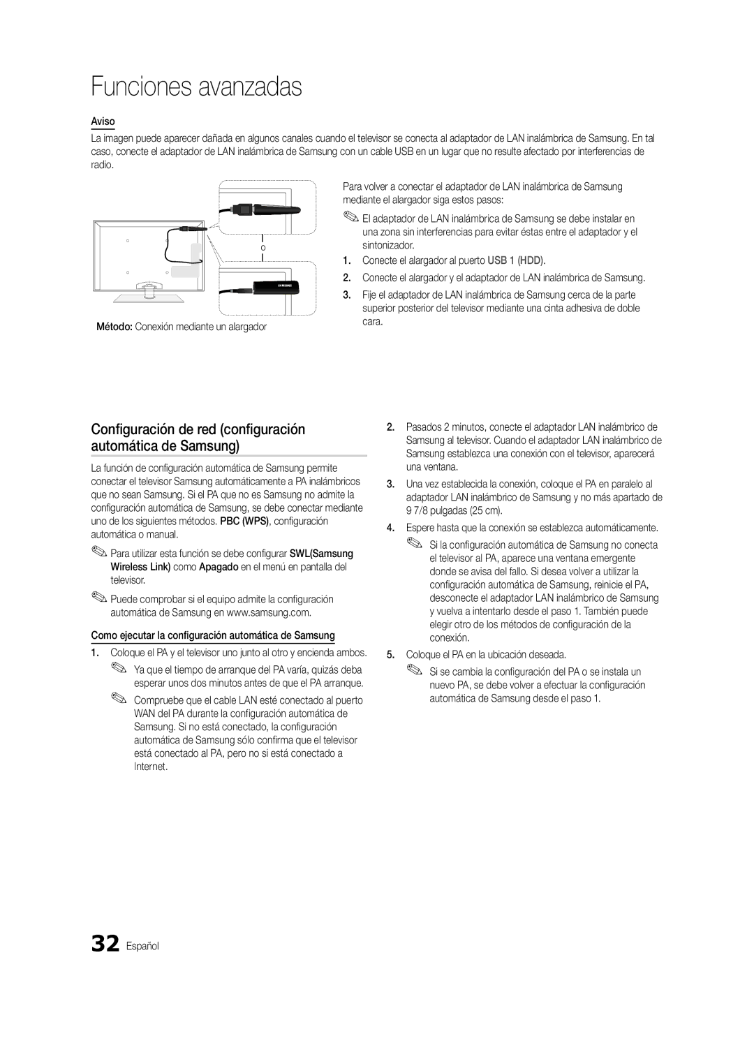 Samsung PN50C7000 Configuración de red configuración automática de Samsung, Coloque el PA en la ubicación deseada 