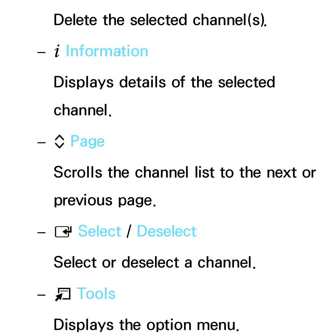 Samsung PN64E8000 manual ` Information, Select / Deselect, Tools 