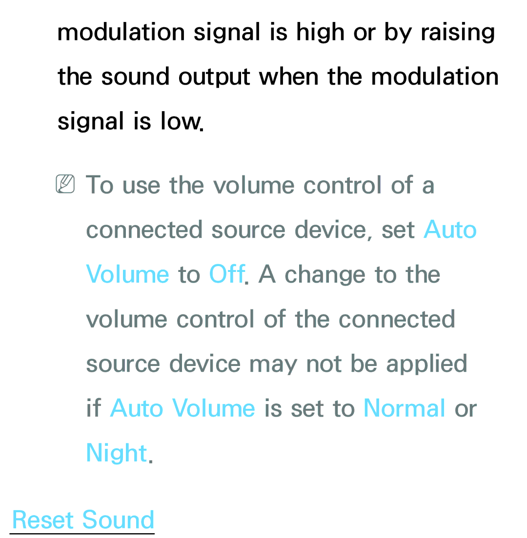 Samsung PN64E8000 manual Reset Sound 