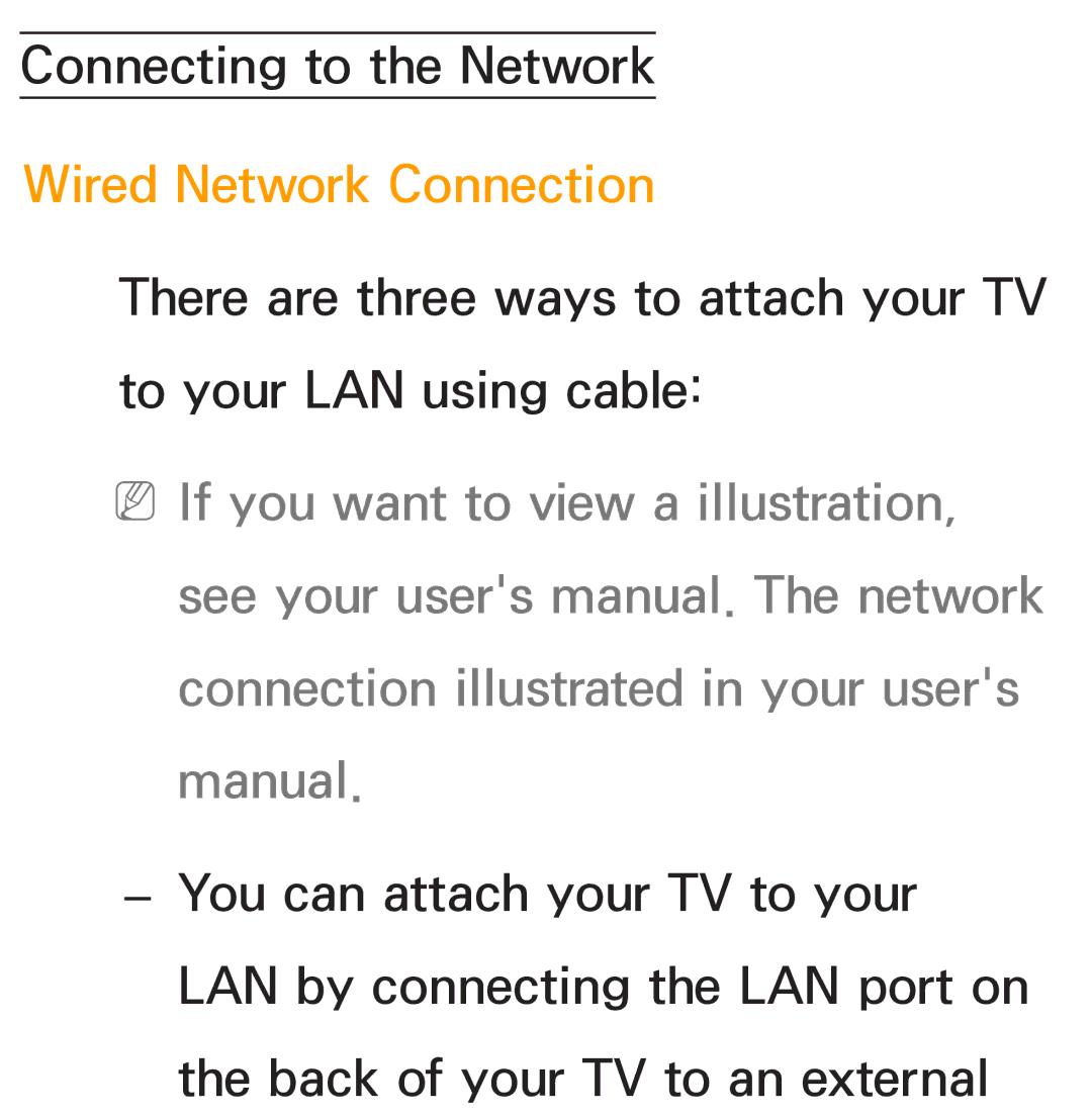 Samsung PN64E8000 manual Wired Network Connection 