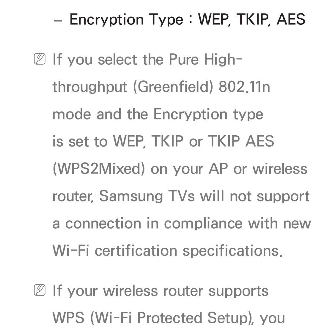 Samsung PN64E8000 manual Encryption Type WEP, TKIP, AES 