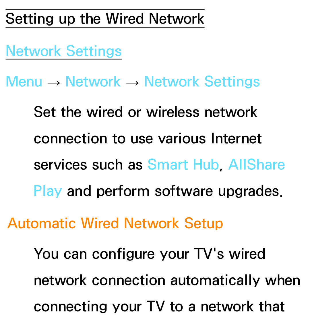 Samsung PN64E8000 manual Automatic Wired Network Setup 