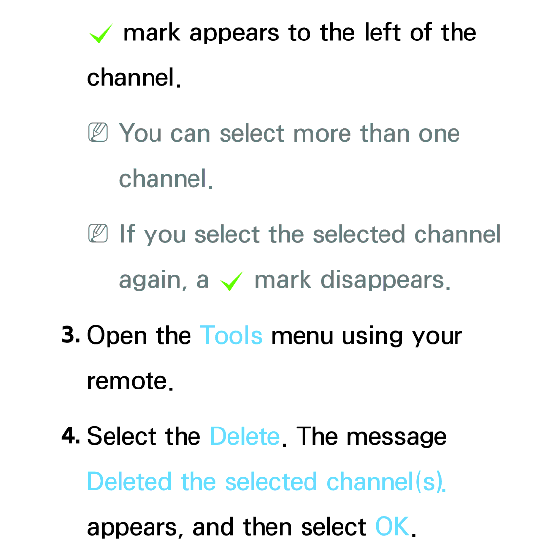 Samsung PN64E8000 manual Mark appears to the left Channel 