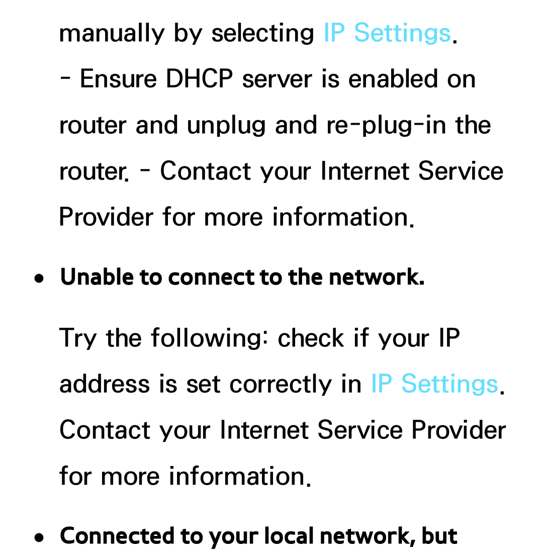 Samsung PN64E8000 manual Connected to your local network, but 