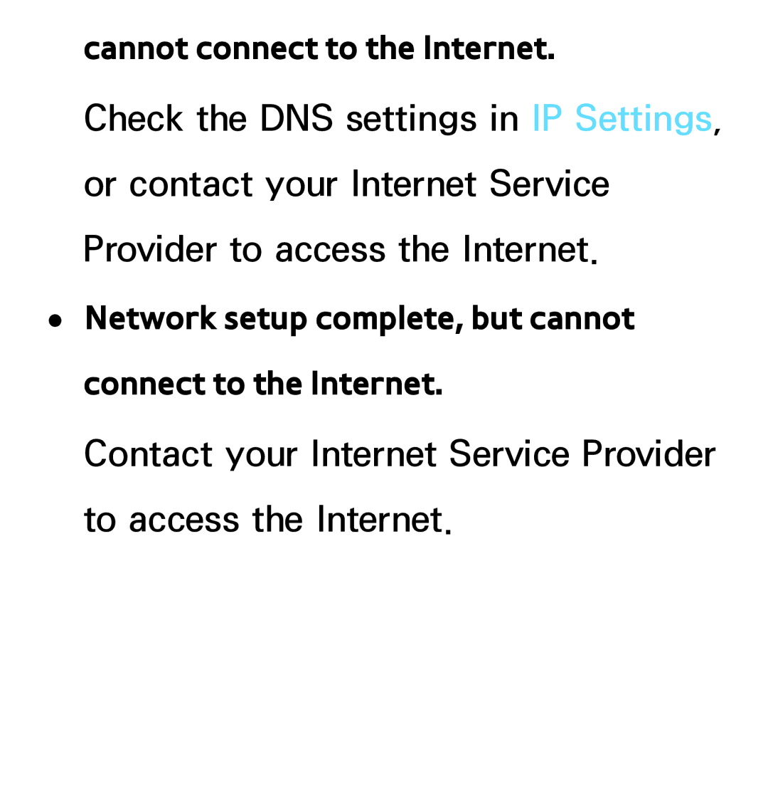 Samsung PN64E8000 manual Cannot connect to the Internet 