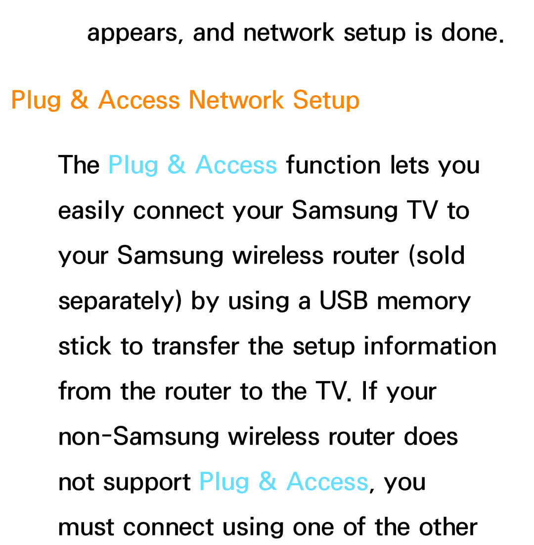 Samsung PN64E8000 manual Plug & Access Network Setup 