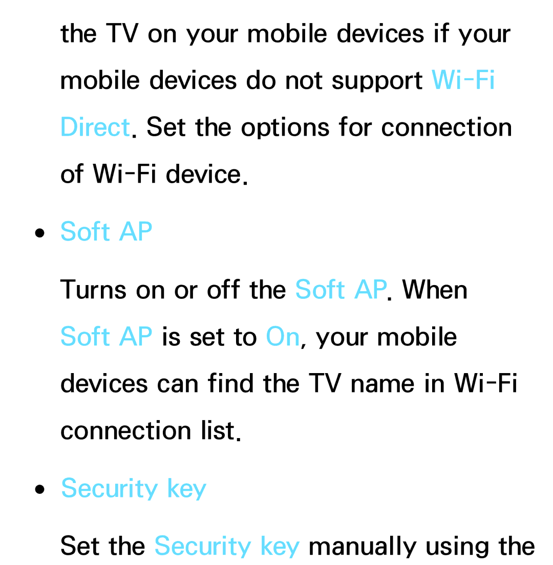 Samsung PN64E8000 manual Soft AP, Security key 