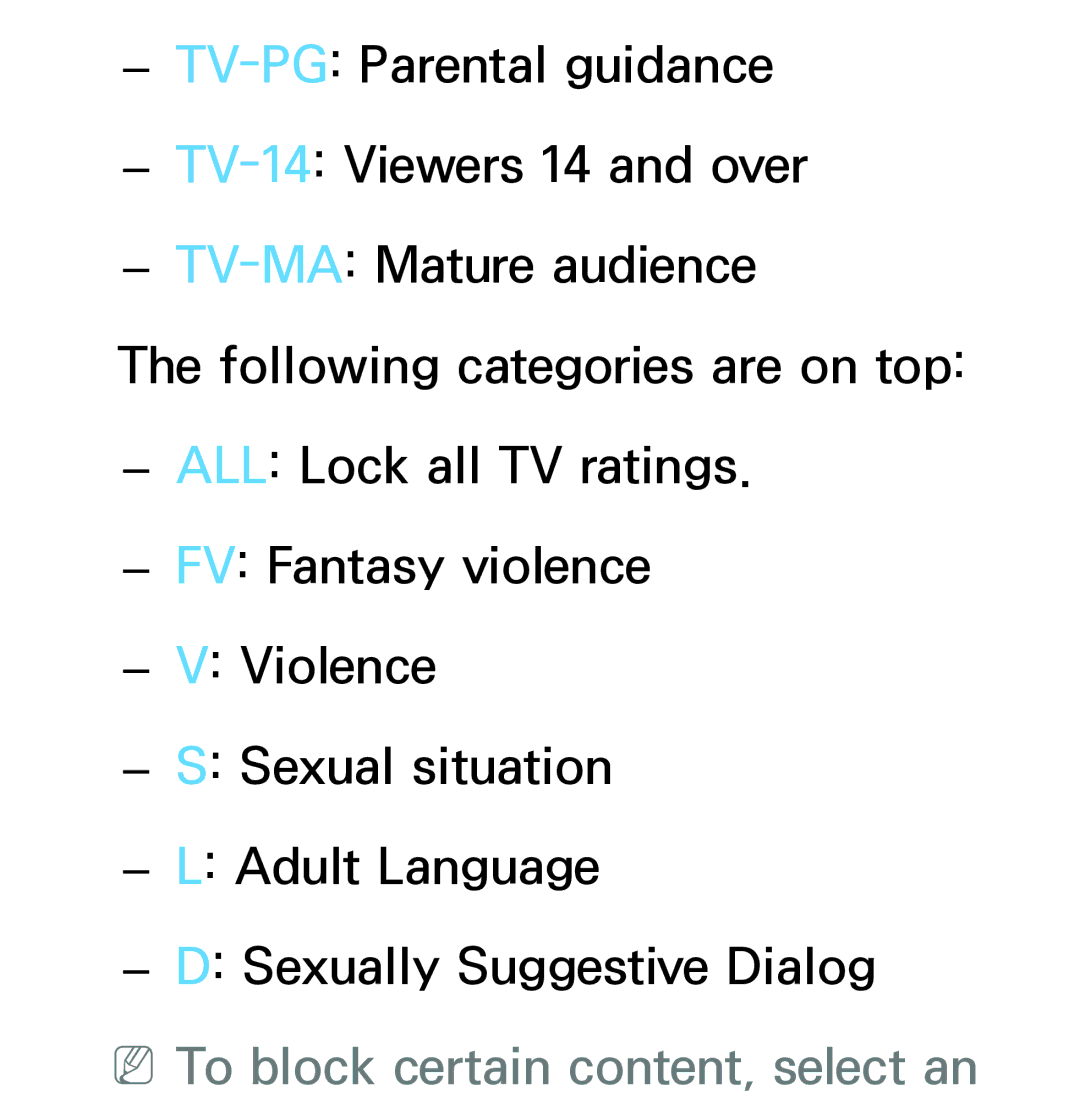 Samsung PN64E8000 manual NNTo block certain content, select an 