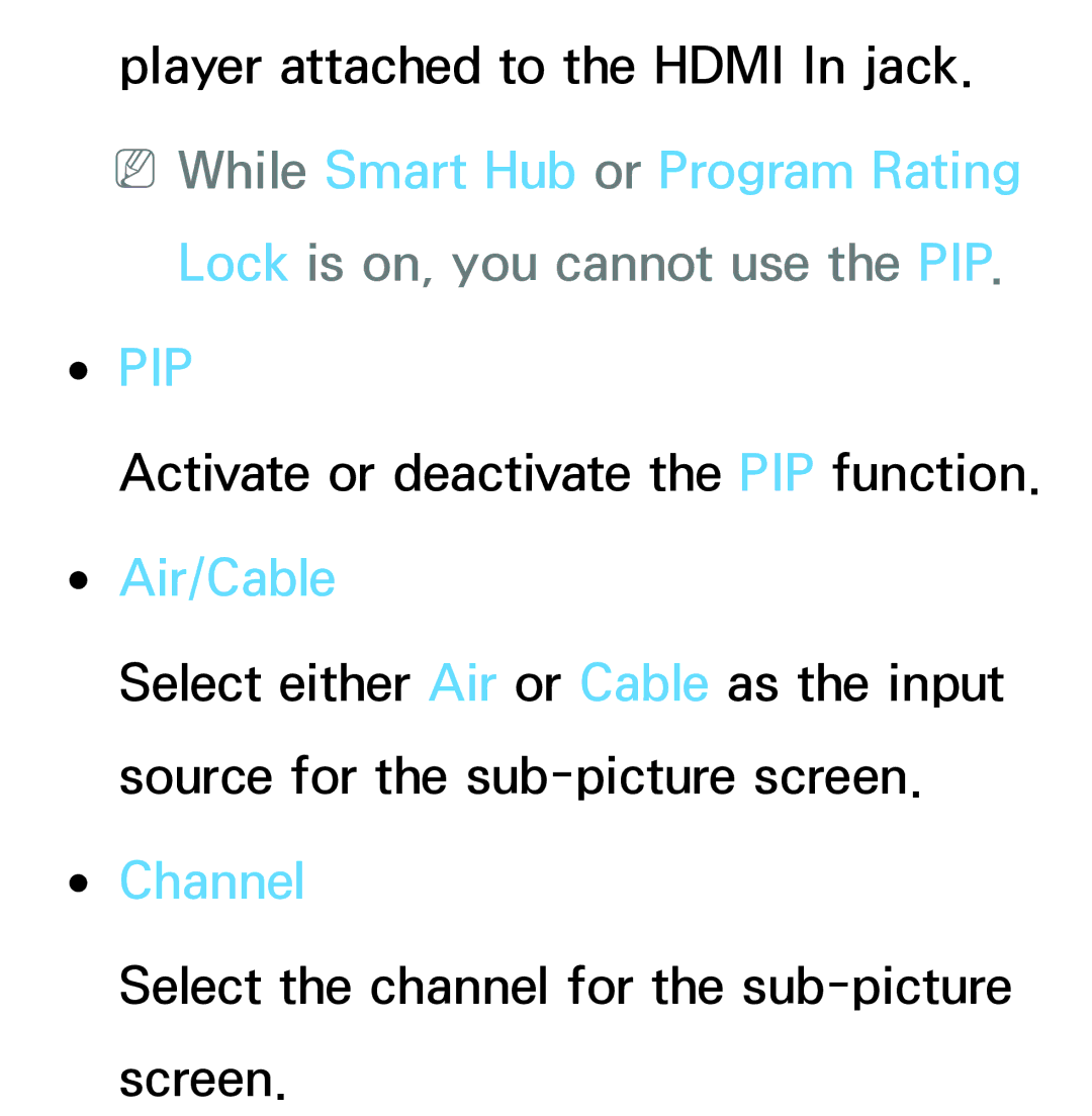 Samsung PN64E8000 manual Select the channel for the sub-picture screen 