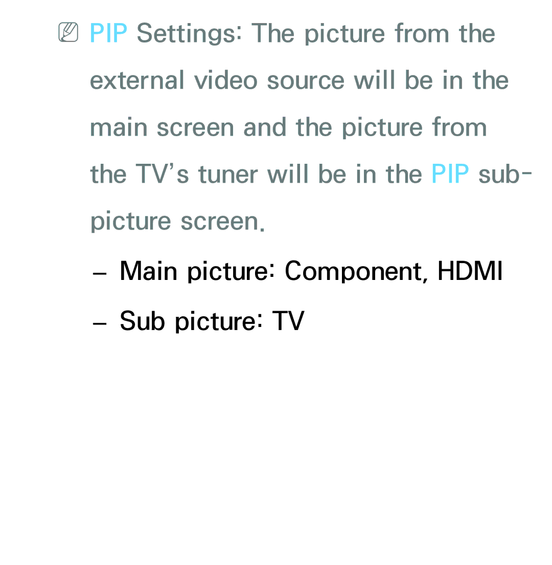 Samsung PN64E8000 manual Main picture Component, Hdmi Sub picture TV 