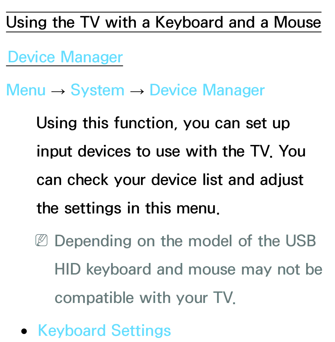 Samsung PN64E8000 manual Keyboard Settings 