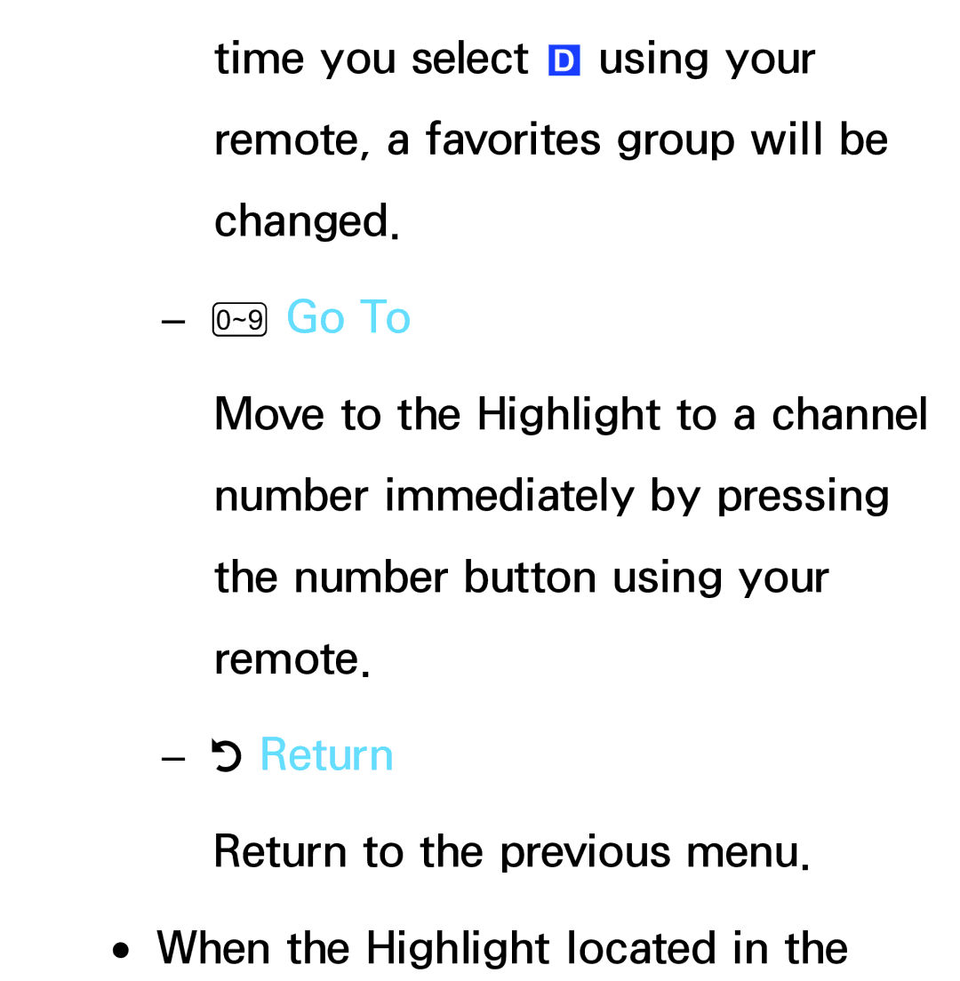 Samsung PN64E8000 manual Go To, Return 