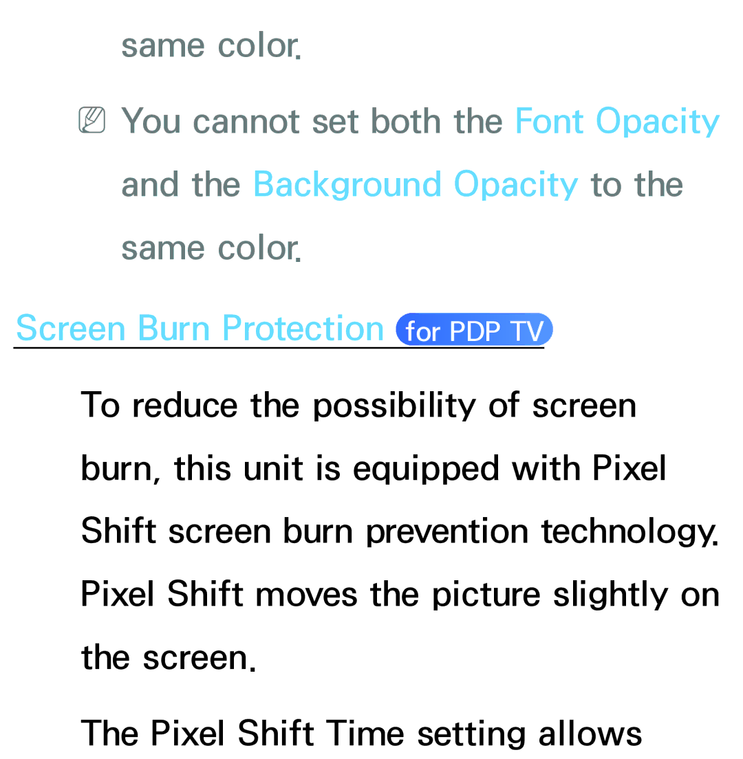 Samsung PN64E8000 manual Screen Burn Protection for PDP TV 